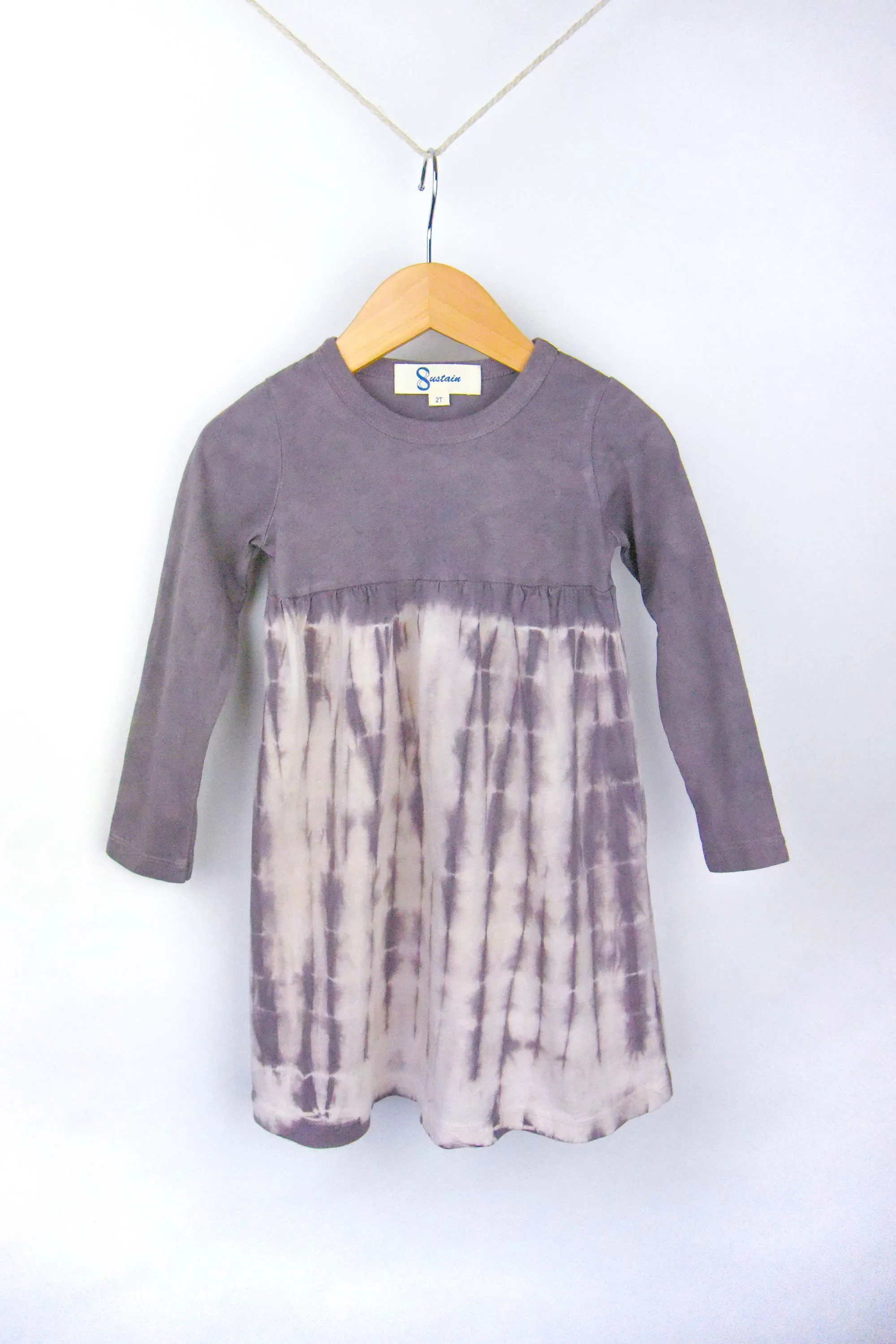 Kids Organic Plant-dyed Shibori Long Sleeve Dress