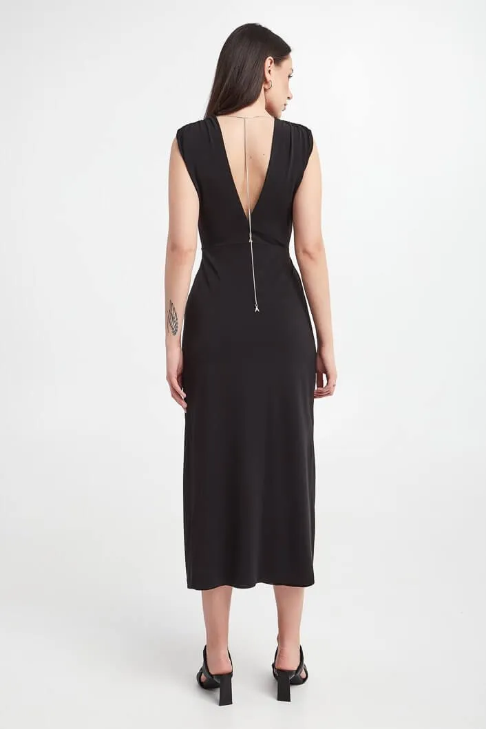 Knot-detail V-neck dress