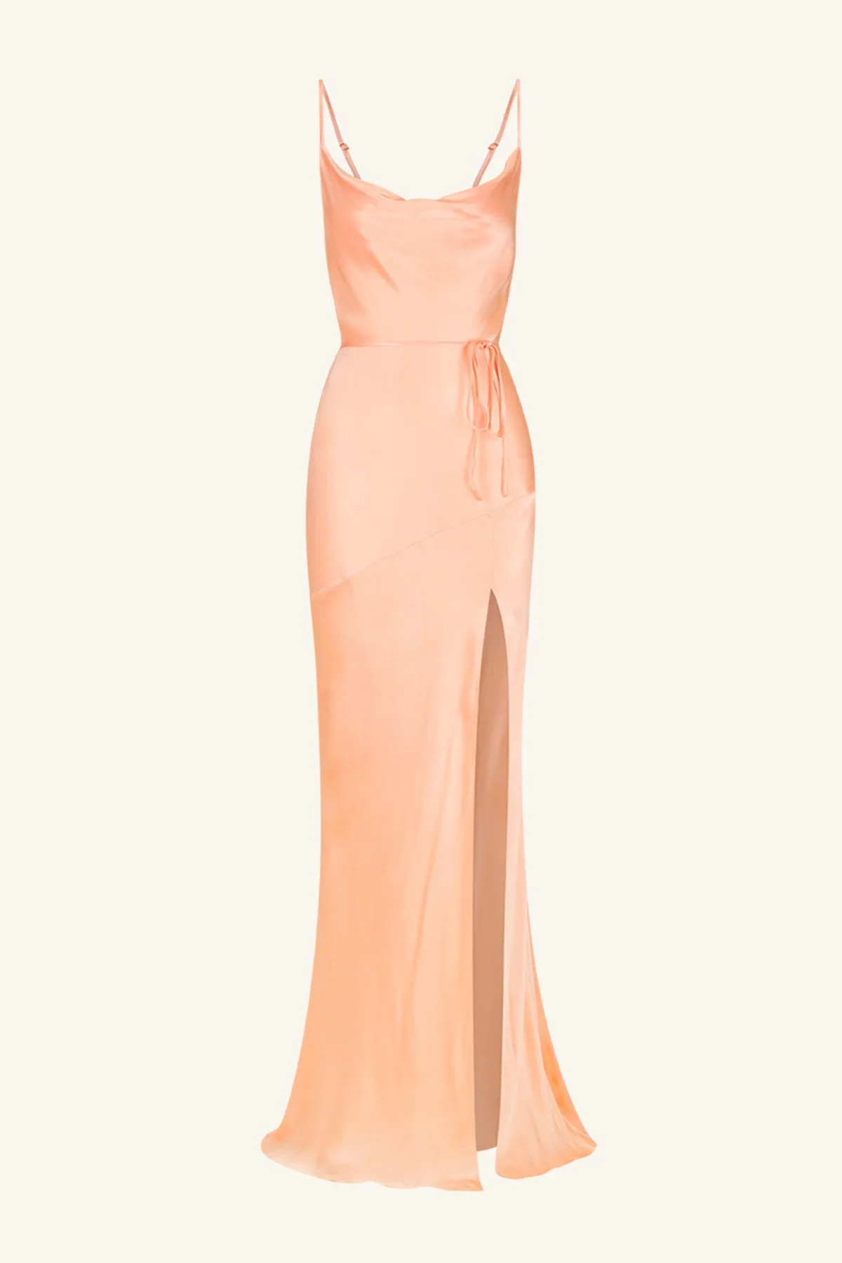 LA LUNE BIAS COWL MAXI DRESS - PEACH