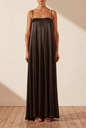 LA LUNE COLUMN MAXI DRESS - BLACK