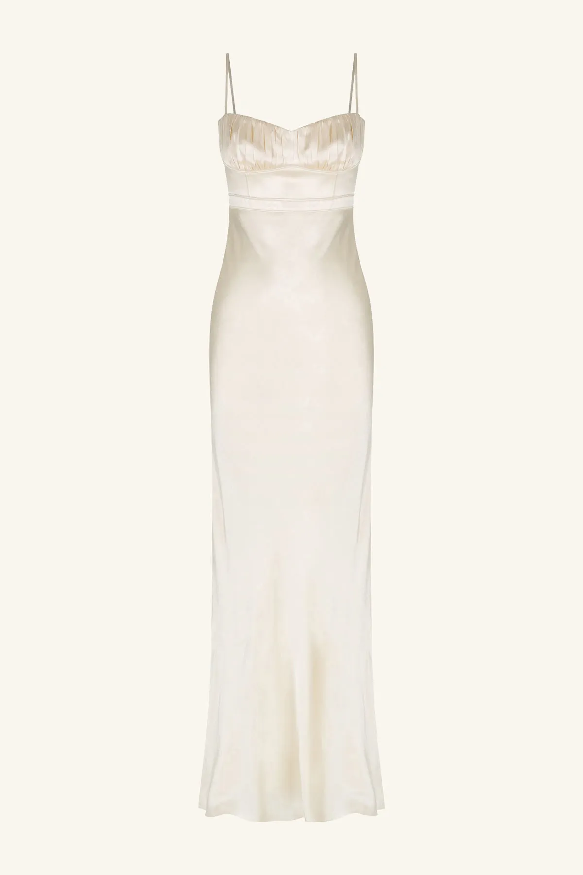 LA LUNE CORDED RUCHED MAXI DRESS - CREAM