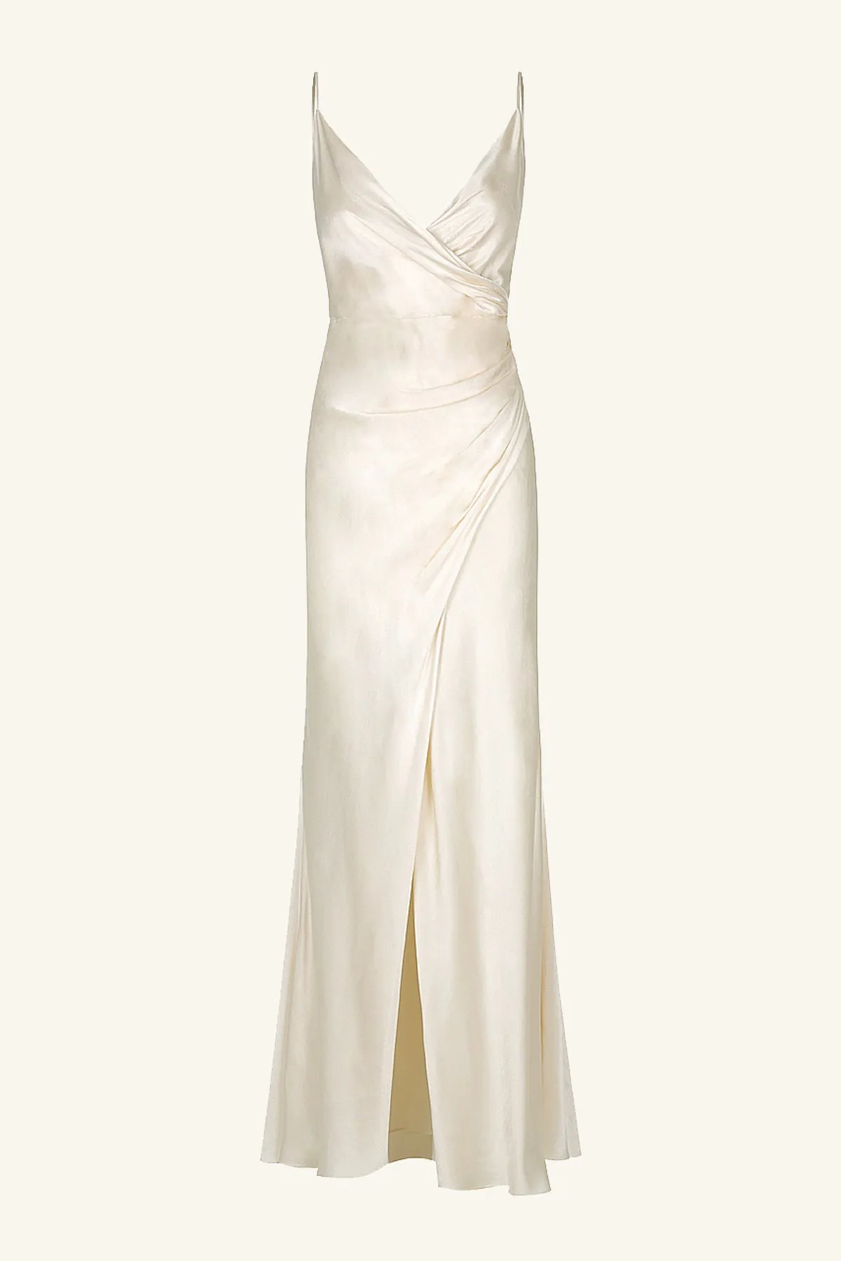 LA LUNE CROSS DRAPED MAXI DRESS - CREAM