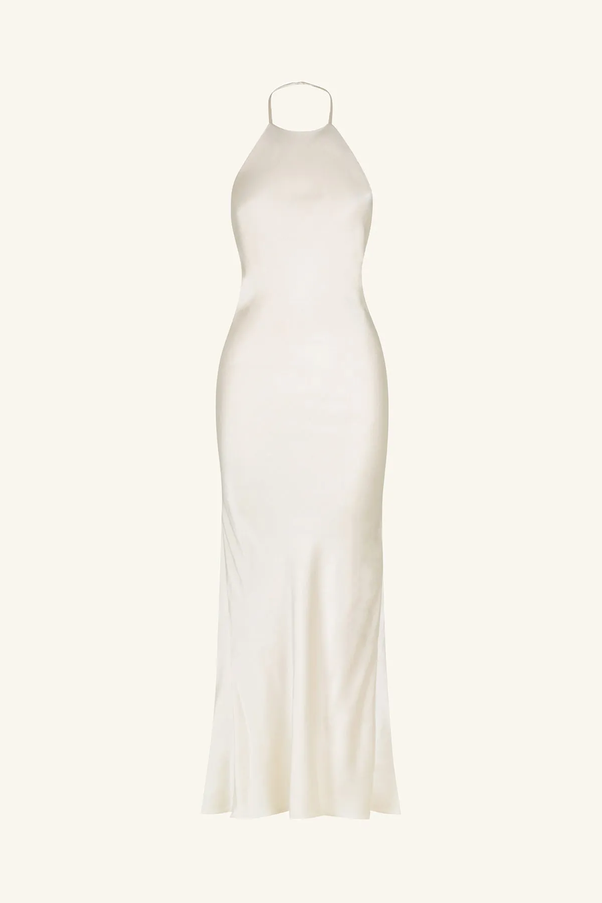 LA LUNE LOW BACK HALTER NECK MIDI DRESS - CREAM