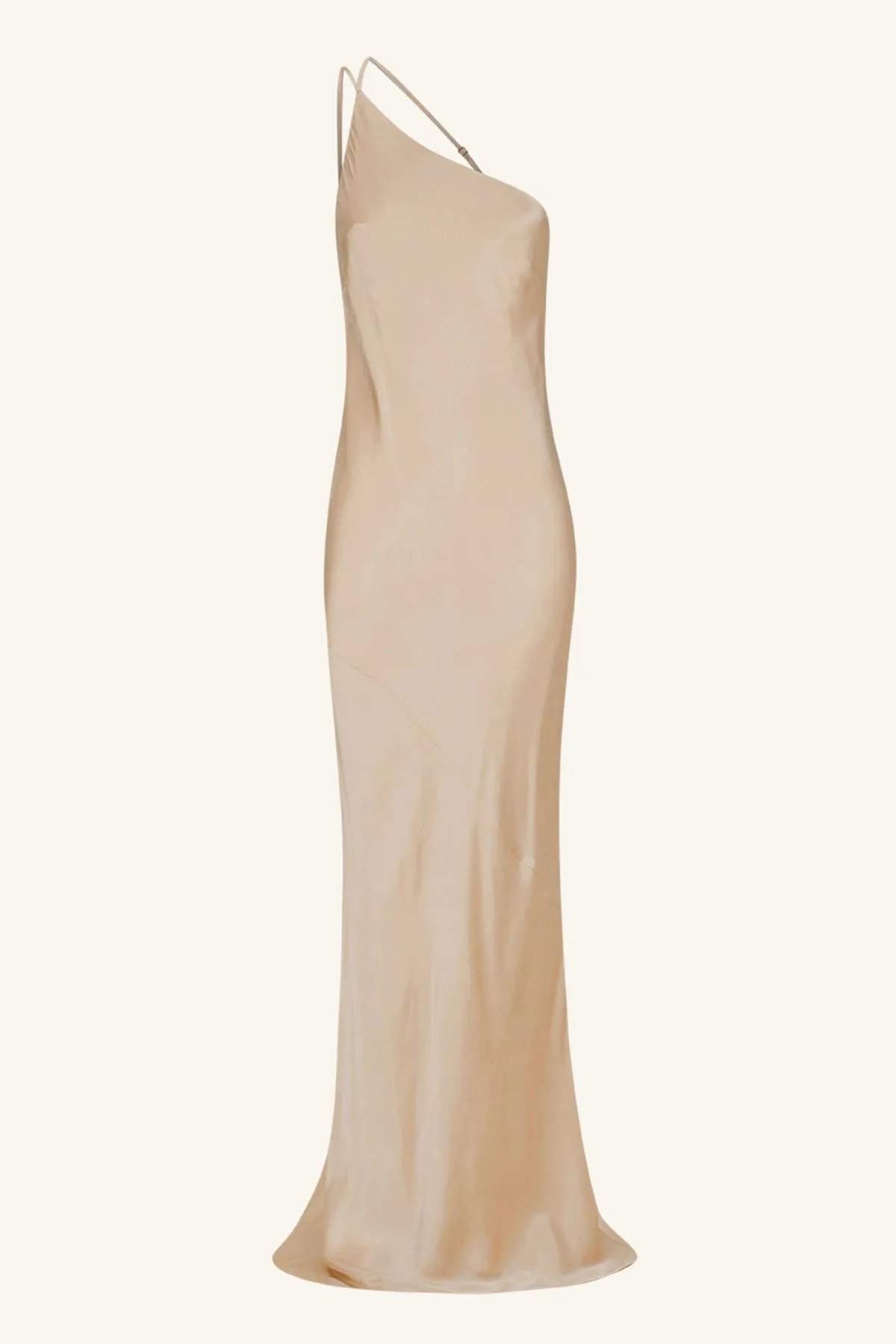 LA LUNE ONE SHOULDER COWL BACK MAXI DRESS - GOLD