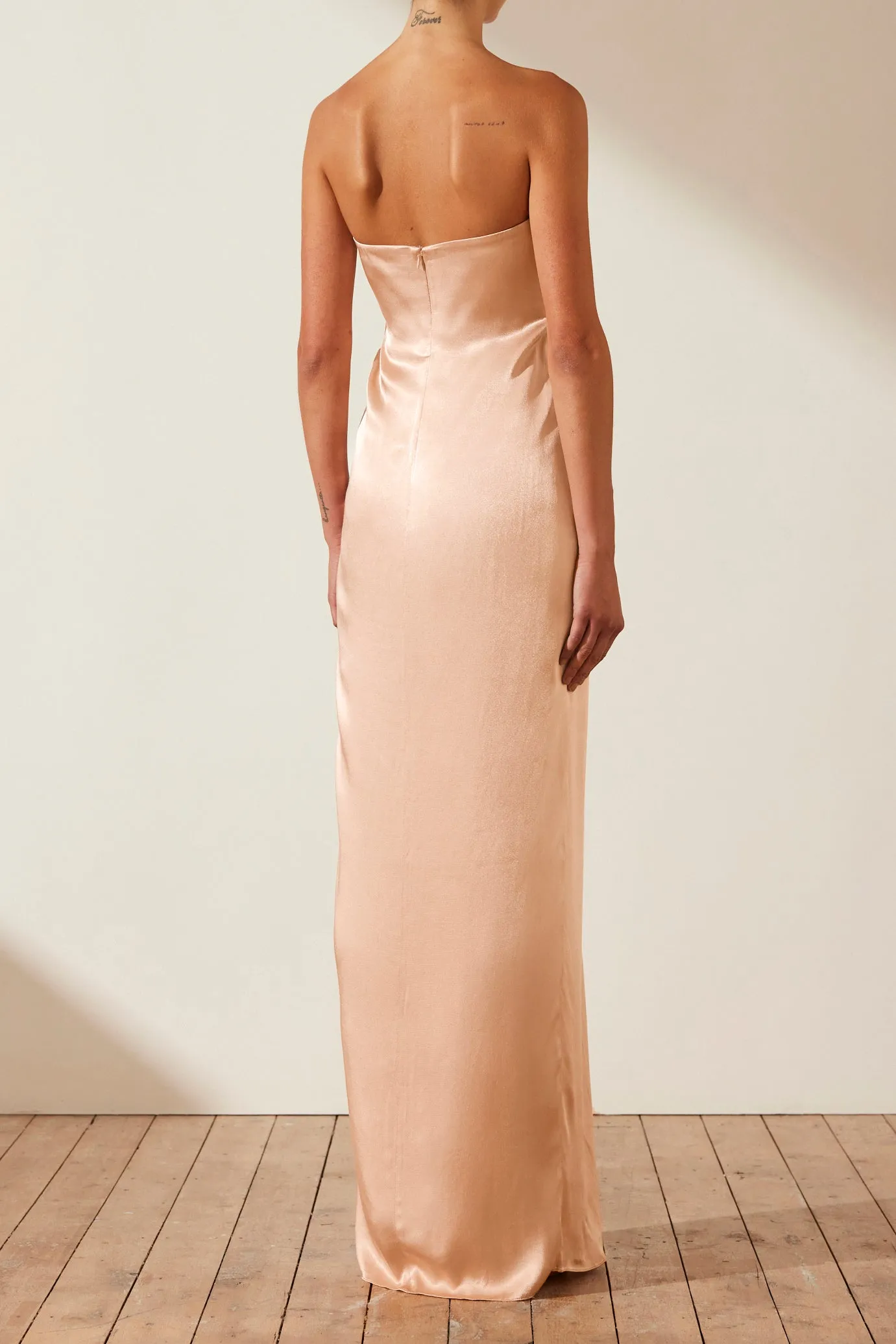 LA LUNE STRAPLESS KNOT MAXI DRESS - DESERT ROSE