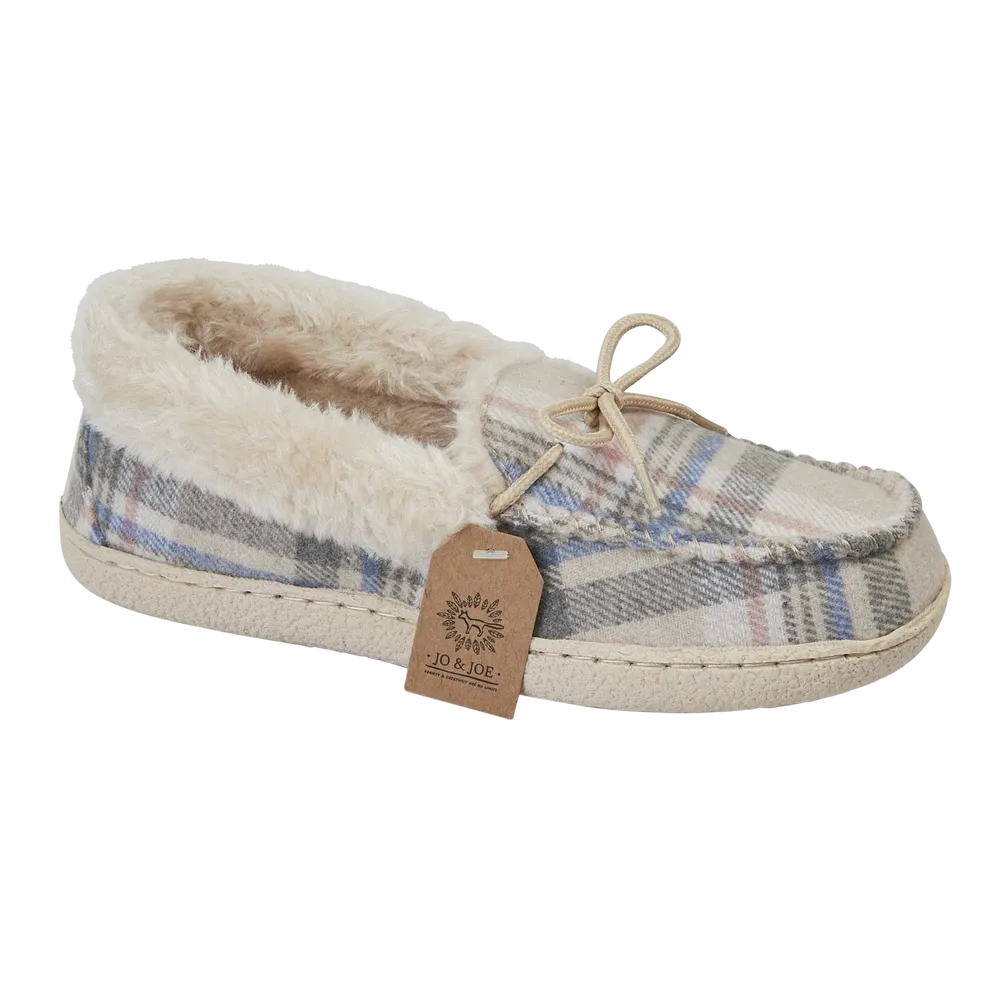 Ladies Bedroom Slippers Oatmeal Check Pembroke Jo & Joe