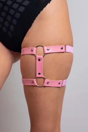 Leather Adjustable Leg Garter - Light Pink