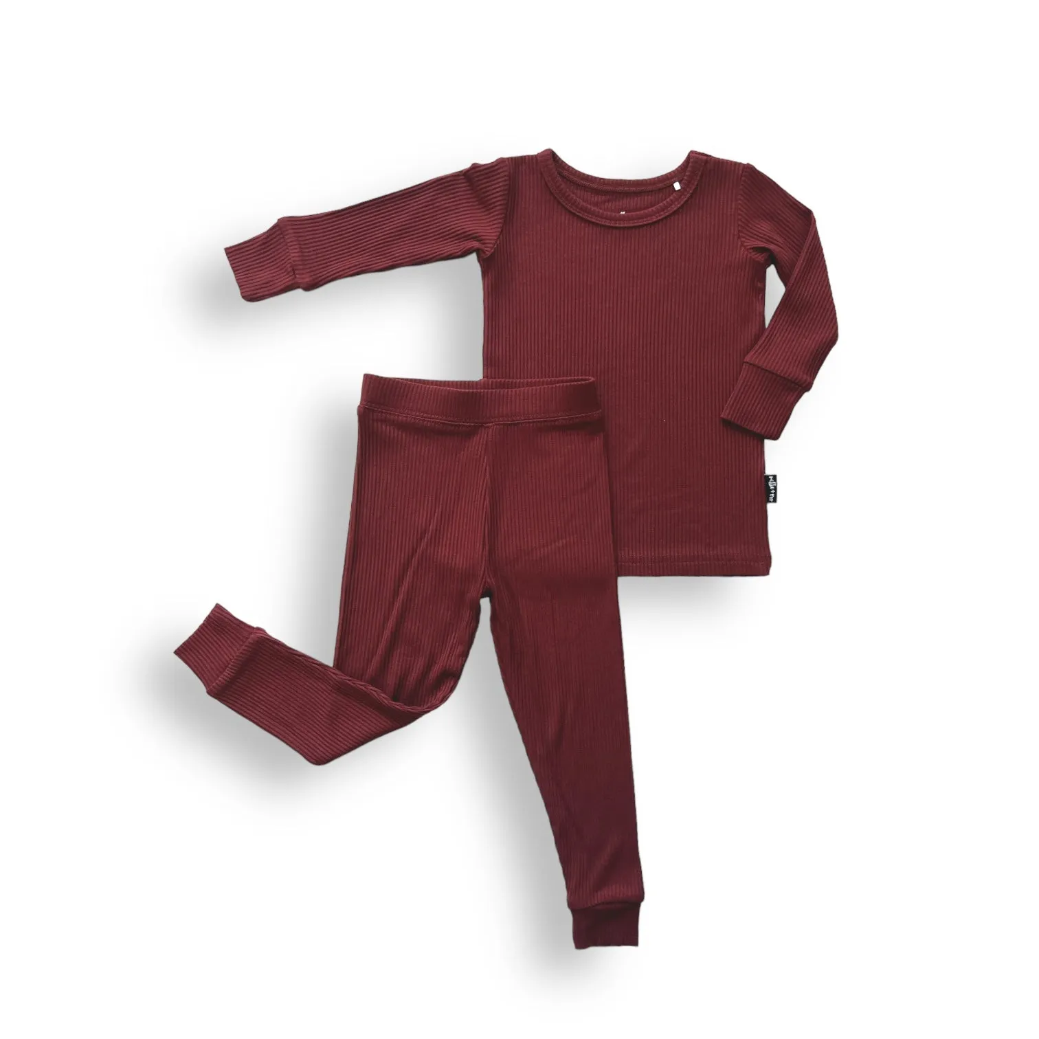 LONG SLEEVE 2 PIECE SETS- Oxblood Ribbed