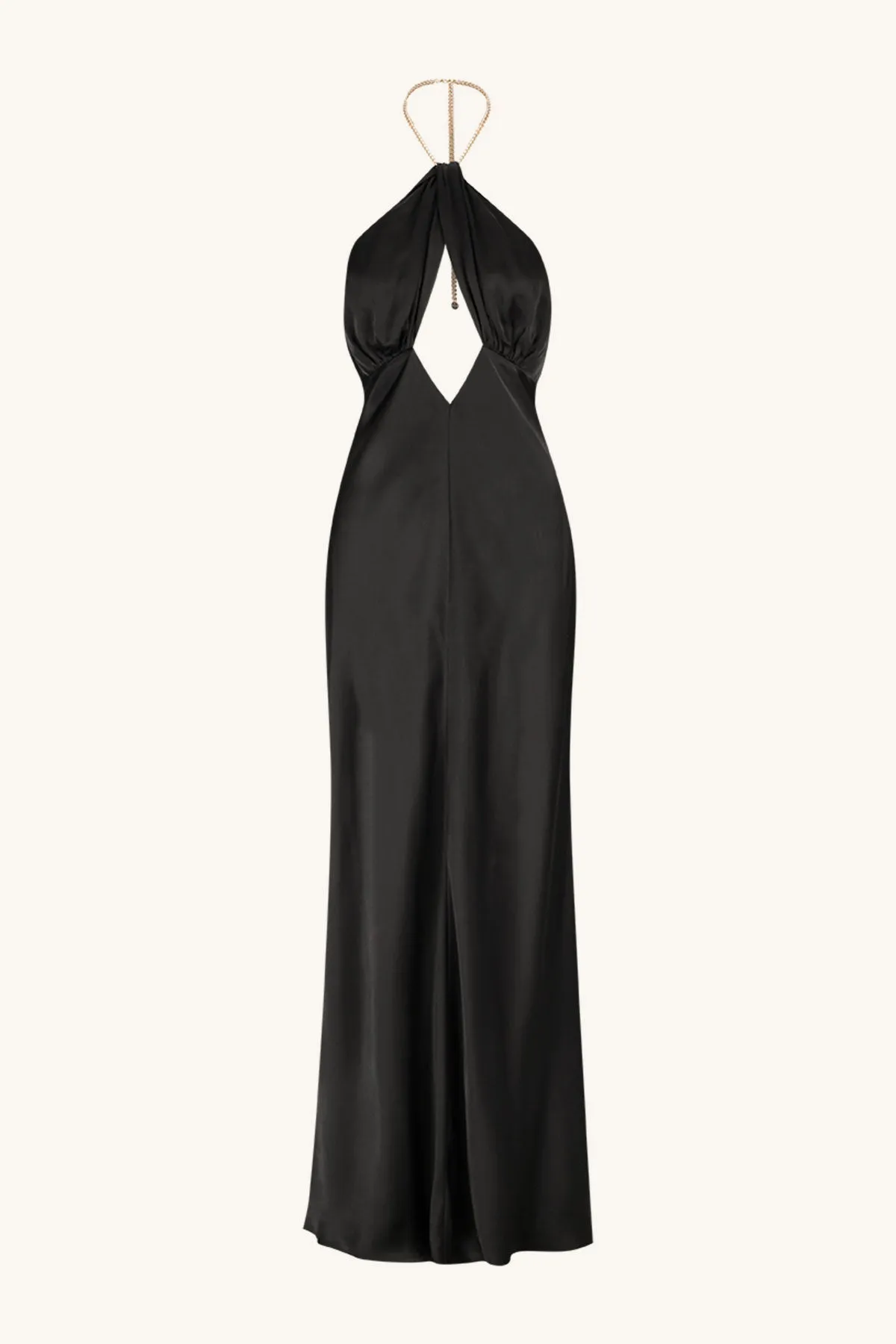 LYDIE CHAIN HALTER MAXI DRESS - BLACK