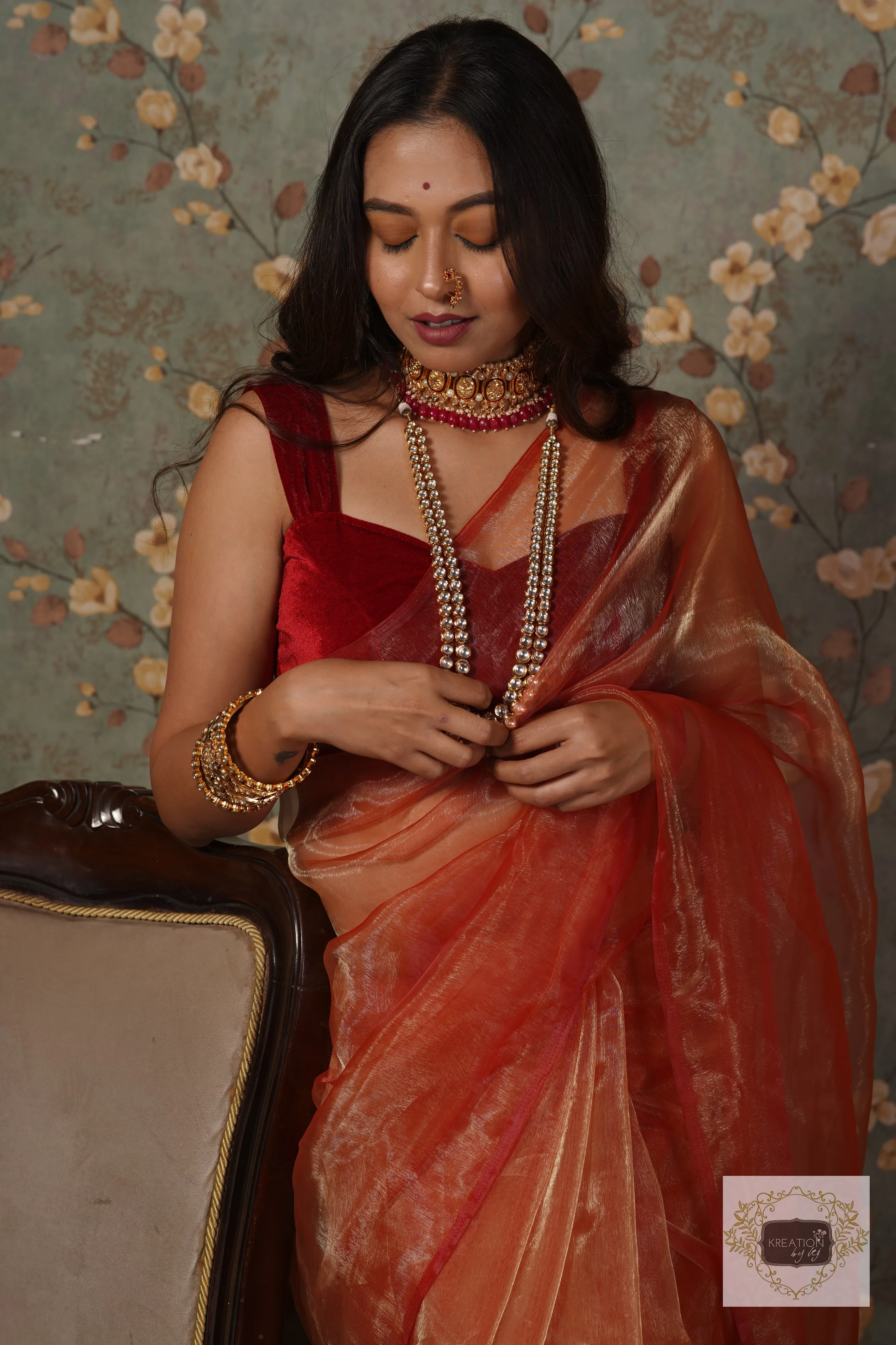 Marigold Glass Tissue Saree