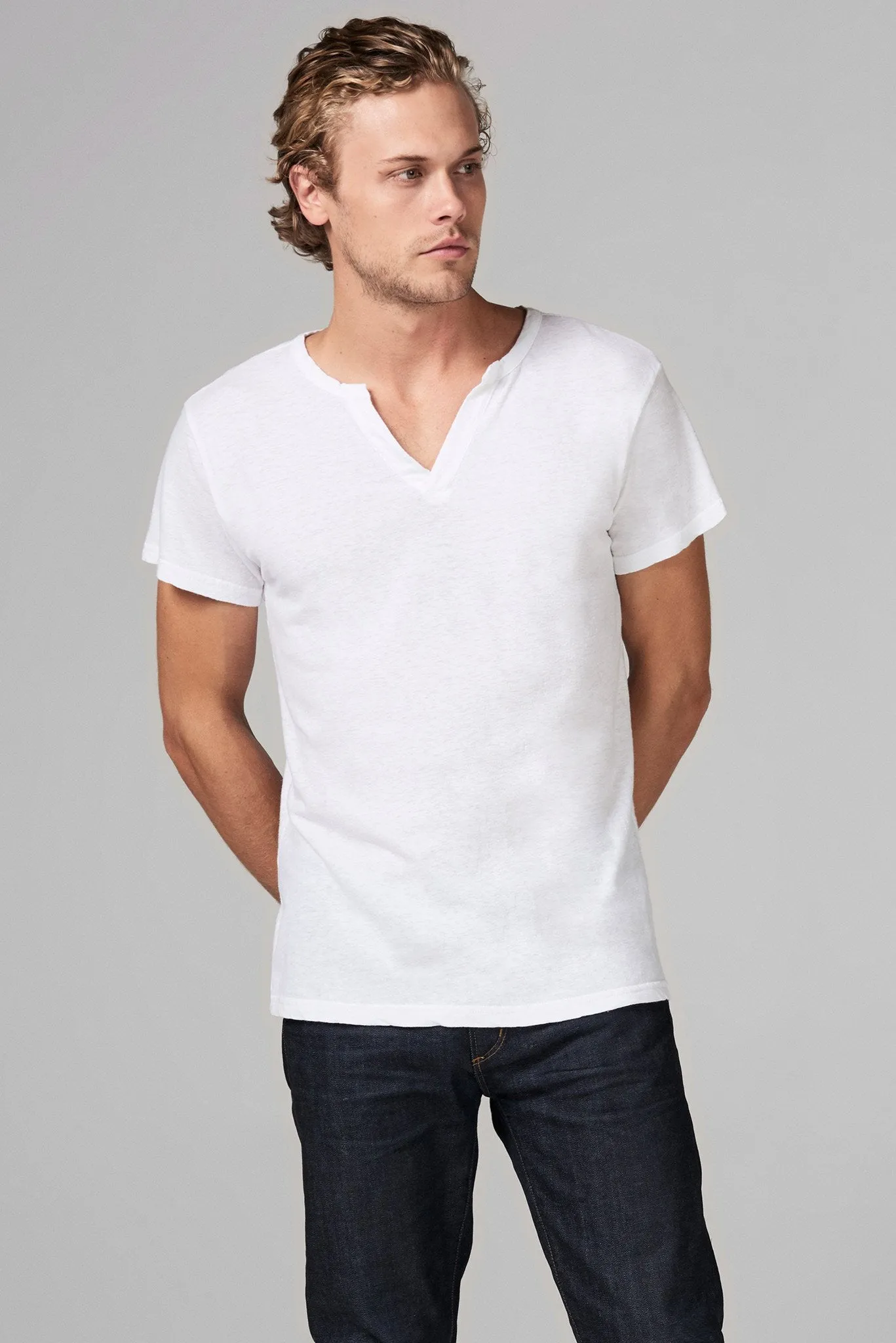 Men's Heavy Cotton Cross V-Neck Tee