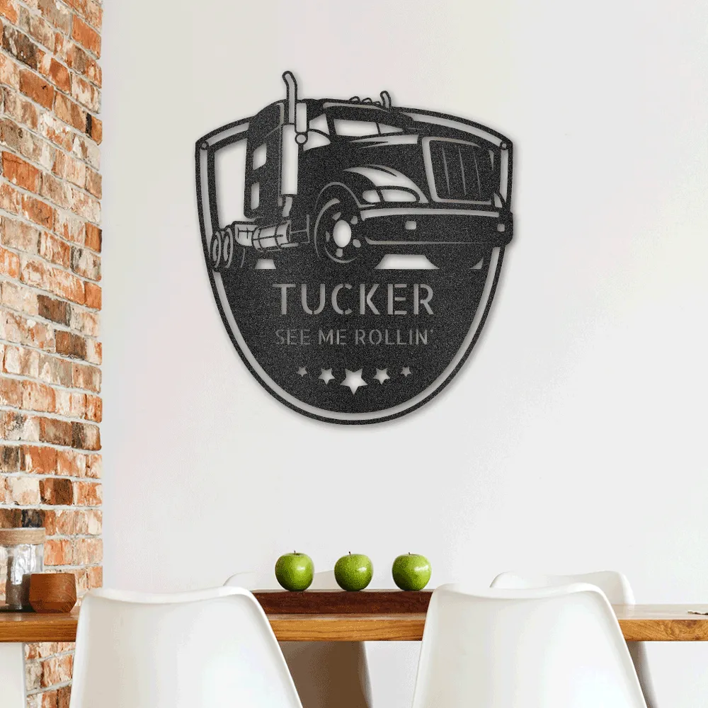 Metal Art Semi Truck- Personalized Metal Signs For Garage