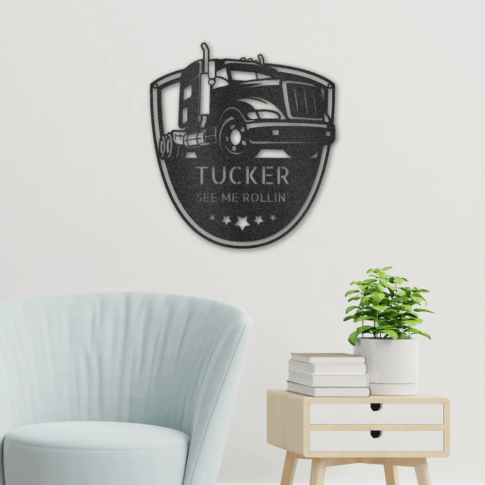 Metal Art Semi Truck- Personalized Metal Signs For Garage