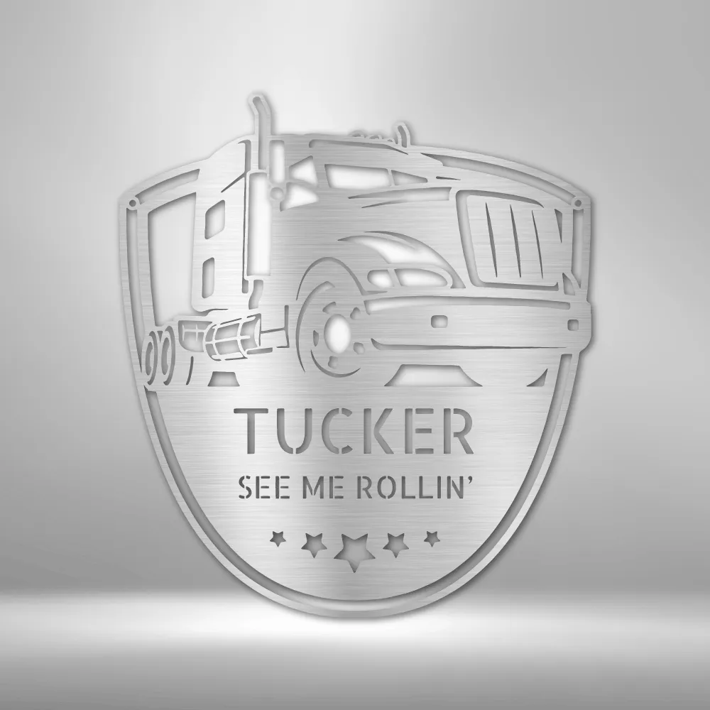 Metal Art Semi Truck- Personalized Metal Signs For Garage