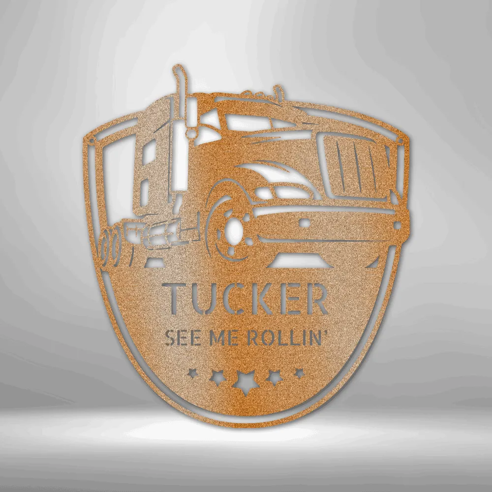 Metal Art Semi Truck- Personalized Metal Signs For Garage