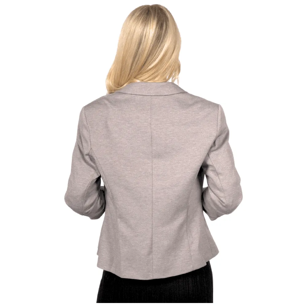 Miss Selfridge Women's 3/4 Sleeve Beige Grey Ruched Blazer