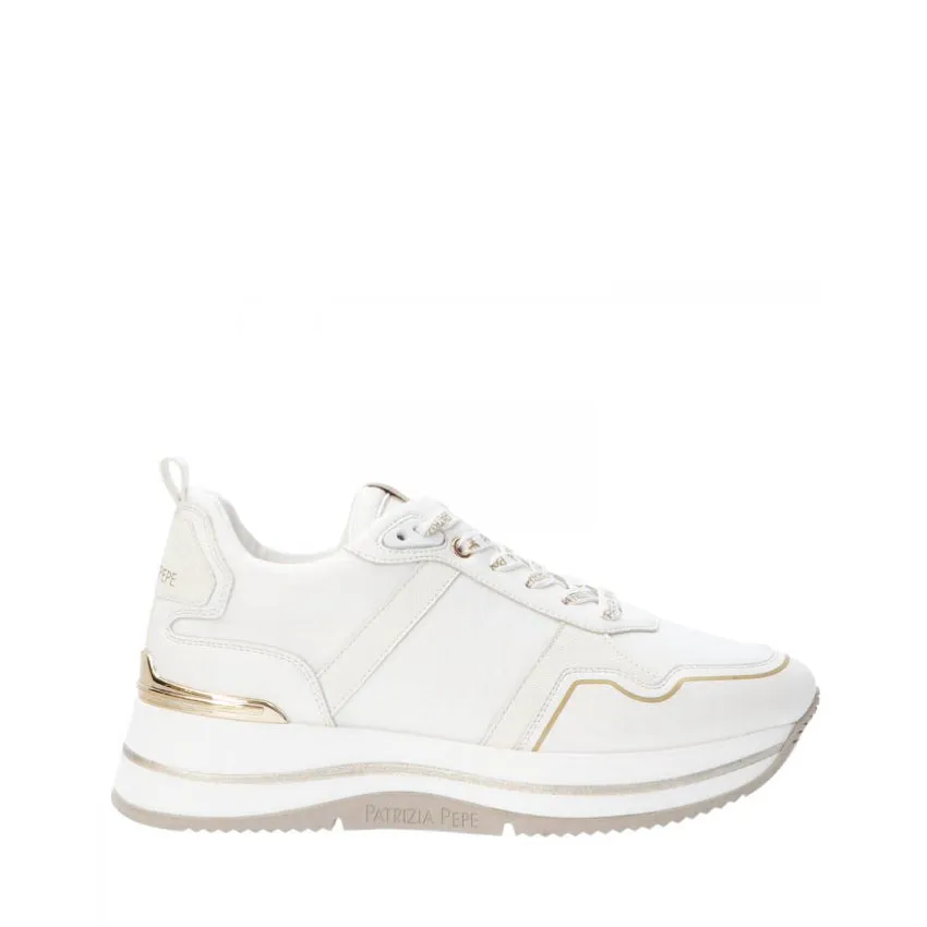 PATRIZIA PEPE SNEAKERS PPJ270 BIANCO-PLATINO PLATFORM