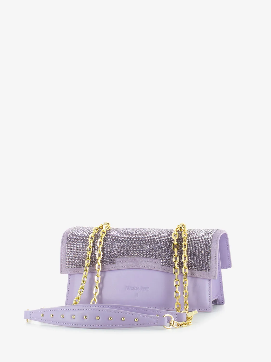 Pochette a spalla leather strass lilac