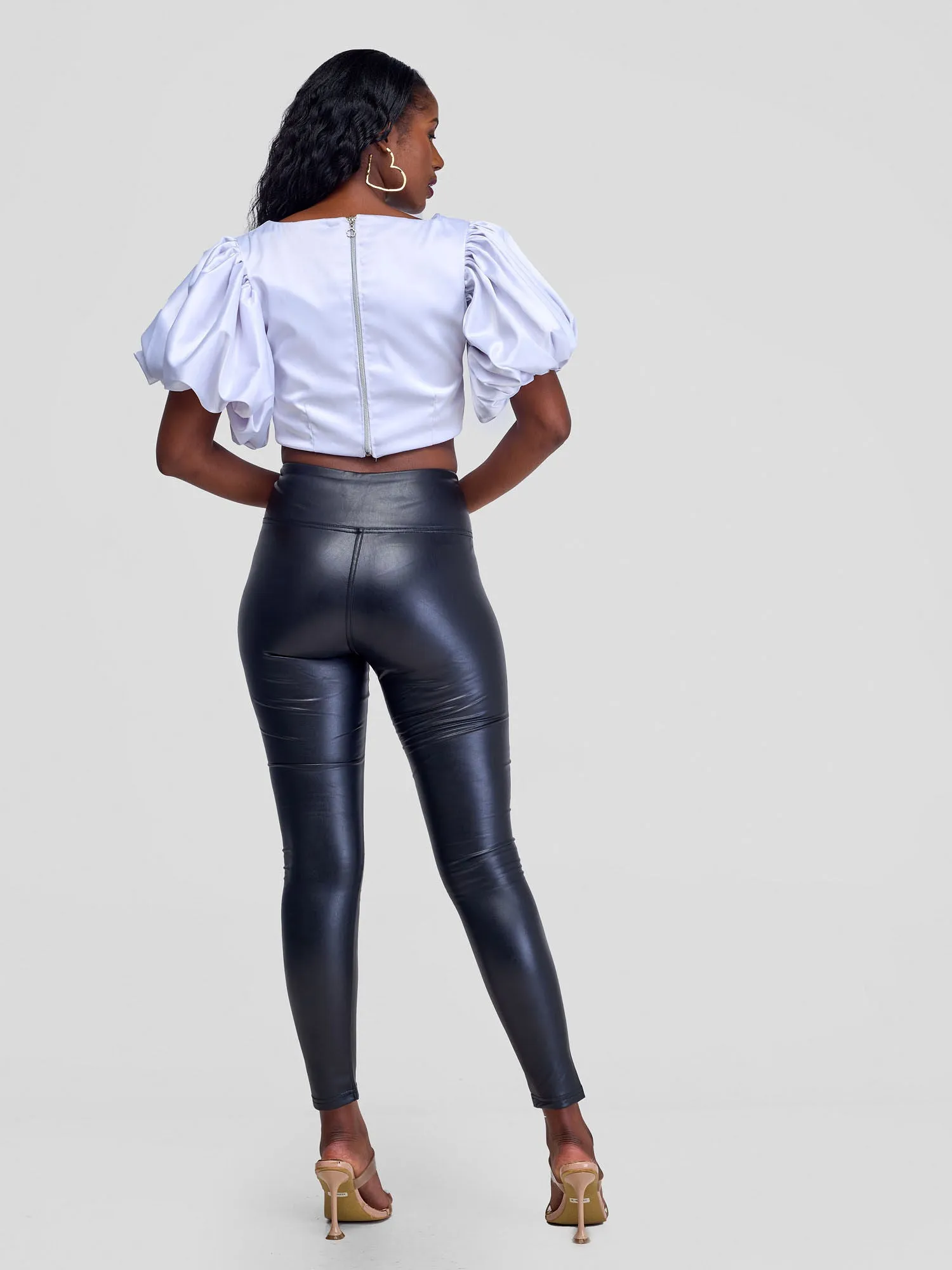 Popular 21 Black Sheen Leggings-Black