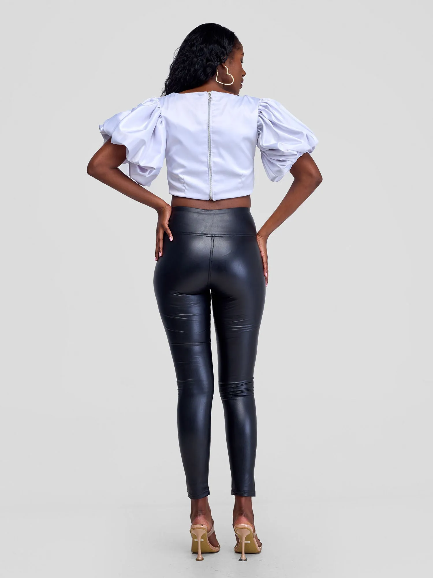 Popular 21 Black Sheen Leggings-Black