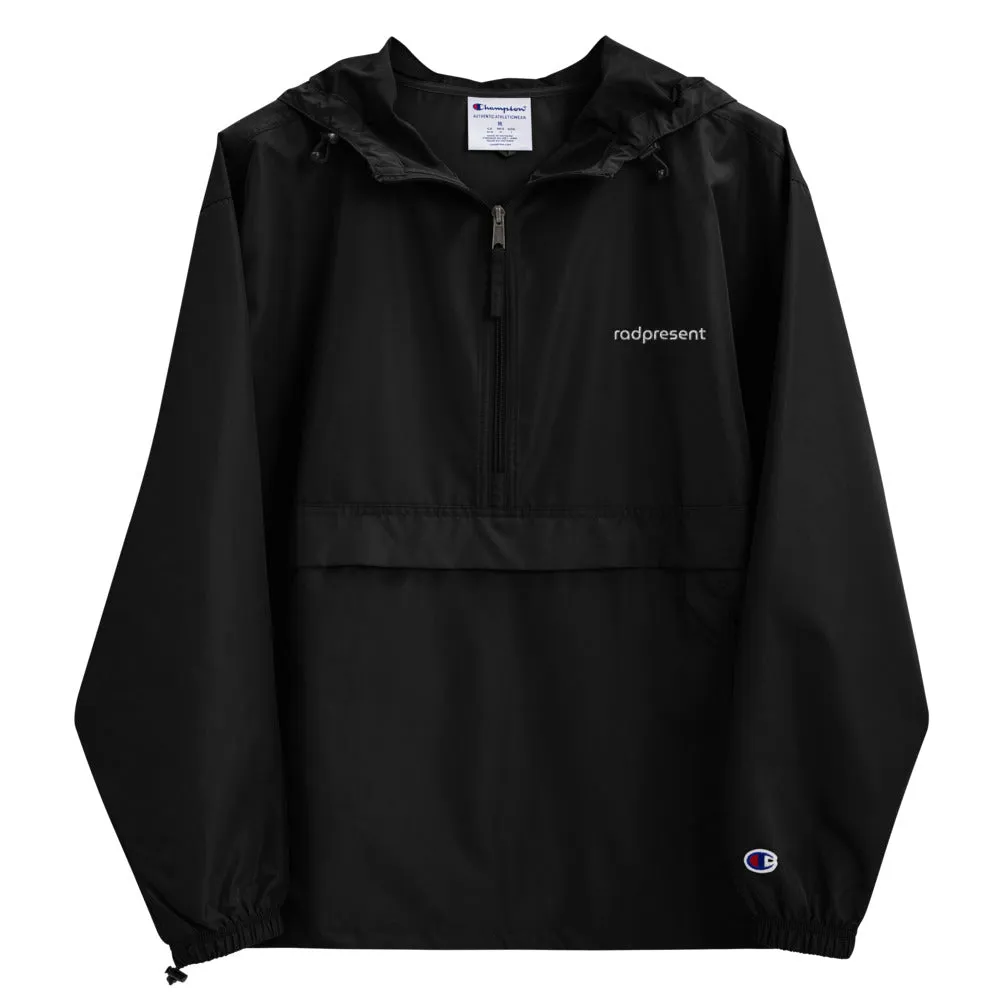 RADPRESENT x CHAMPION EMBROIDERED LOGO PACKABLE JACKET - BLACK/ NEON YELLOW