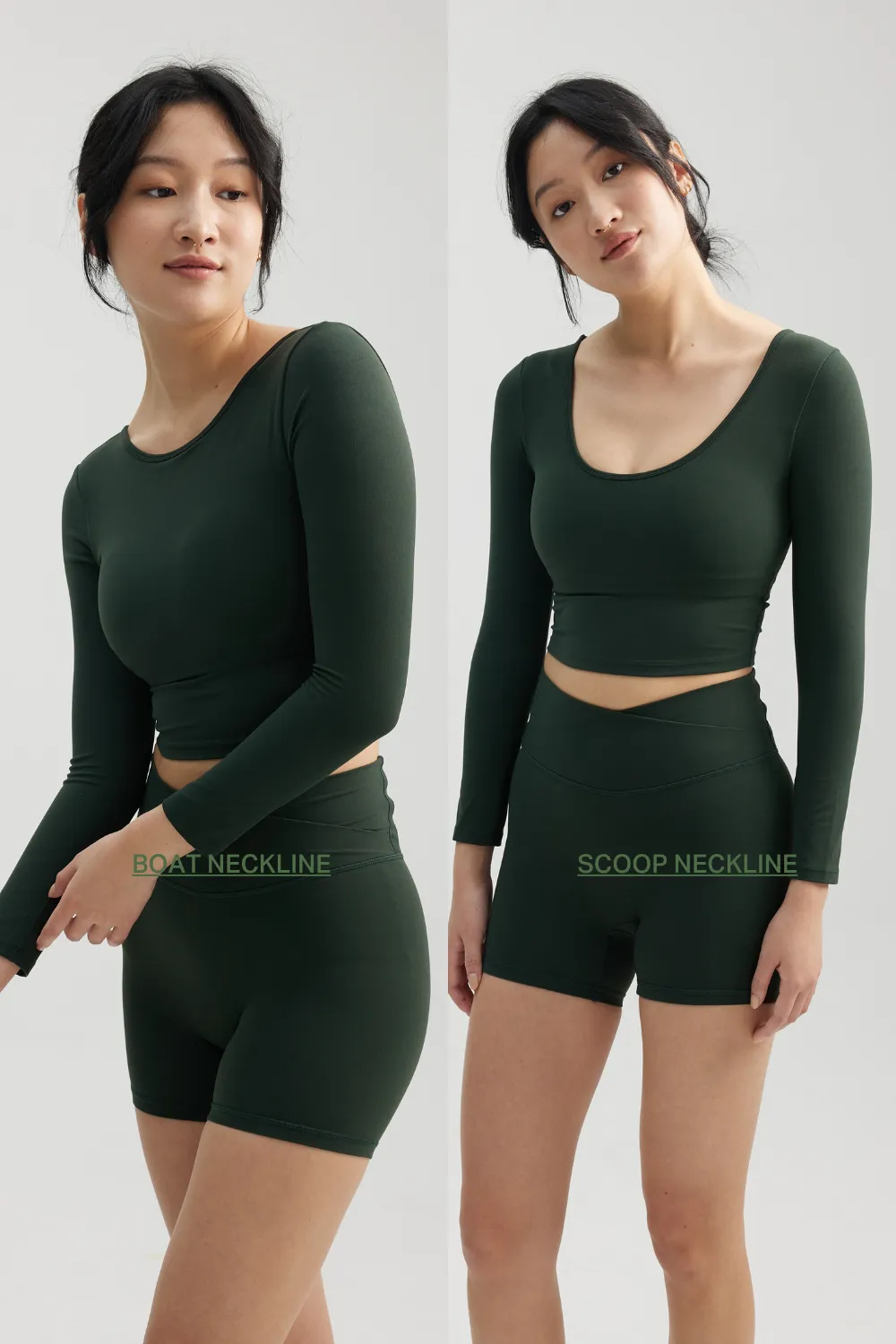 Reversible Long Sleeve Crop in Basil [XS only]