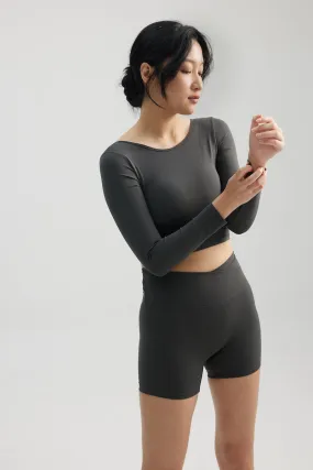 Reversible Long Sleeve Crop in Truffle