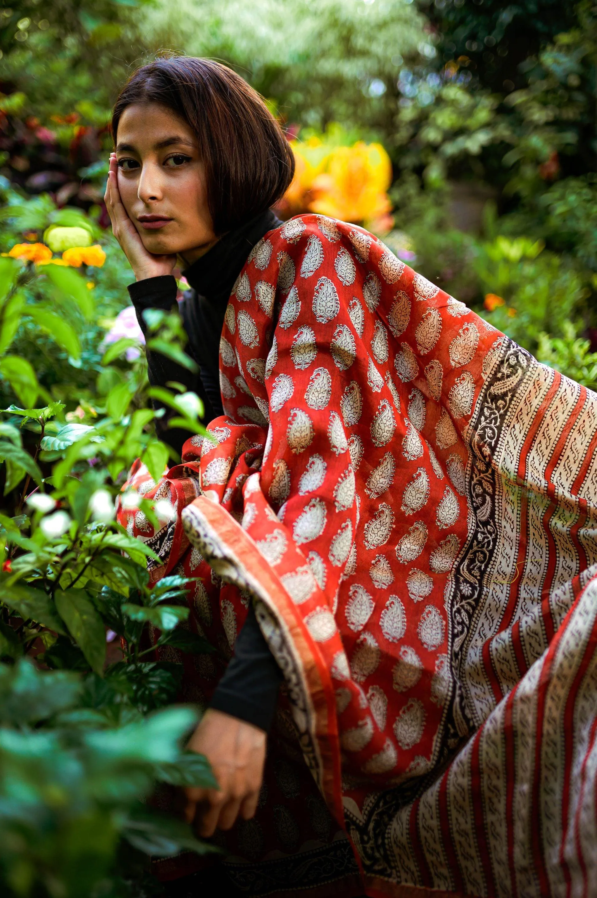 Roheda Kaisori Bagru Kairi block print saree