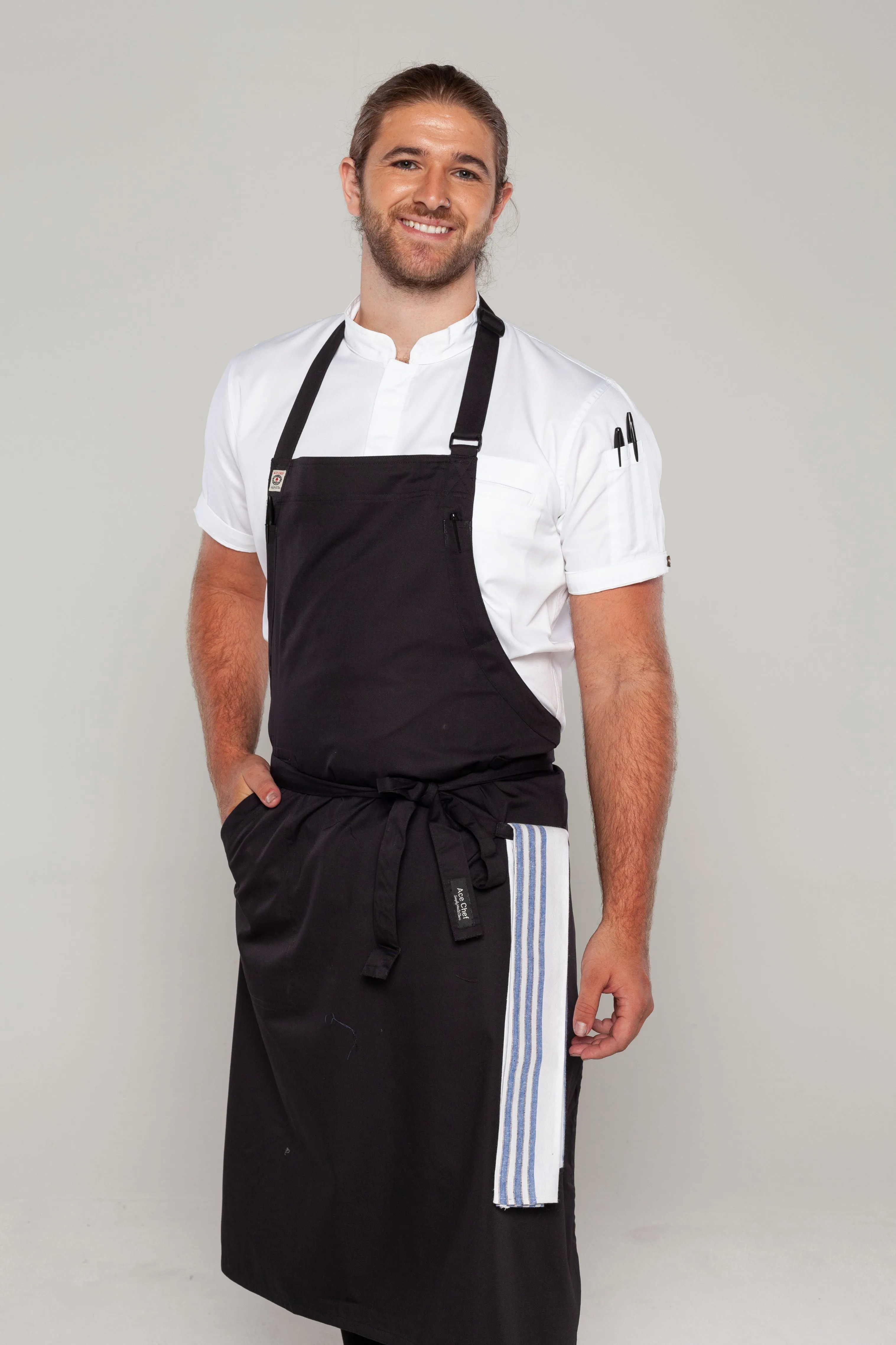 Ross Black bib Chef apron Large size