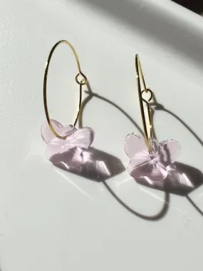 SOFT PINK SWAROVSKI BUTTERFLY HOOPS