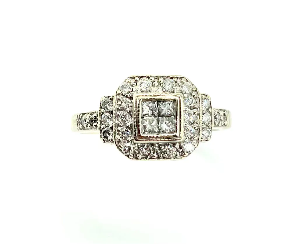 Square Diamond Halo Ring