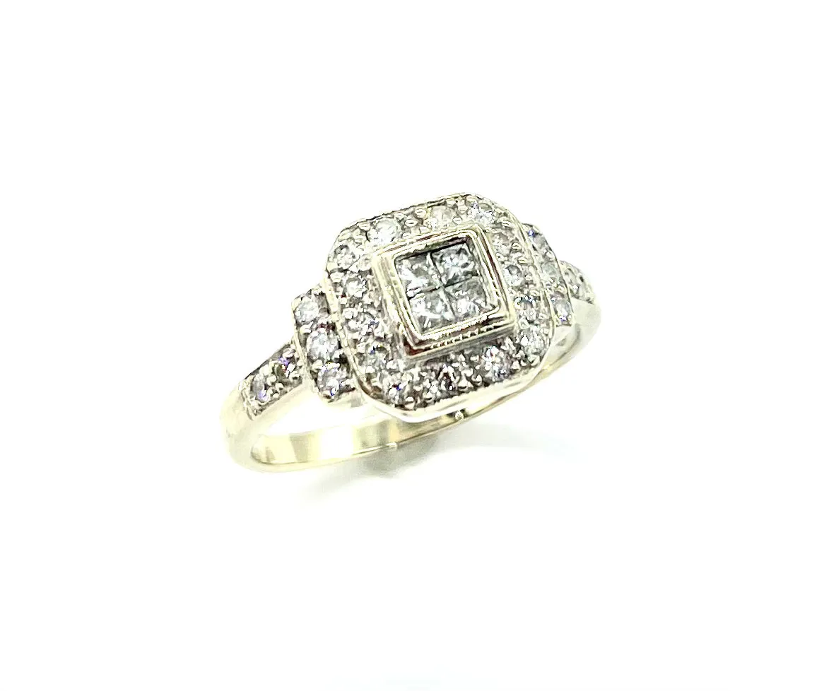 Square Diamond Halo Ring