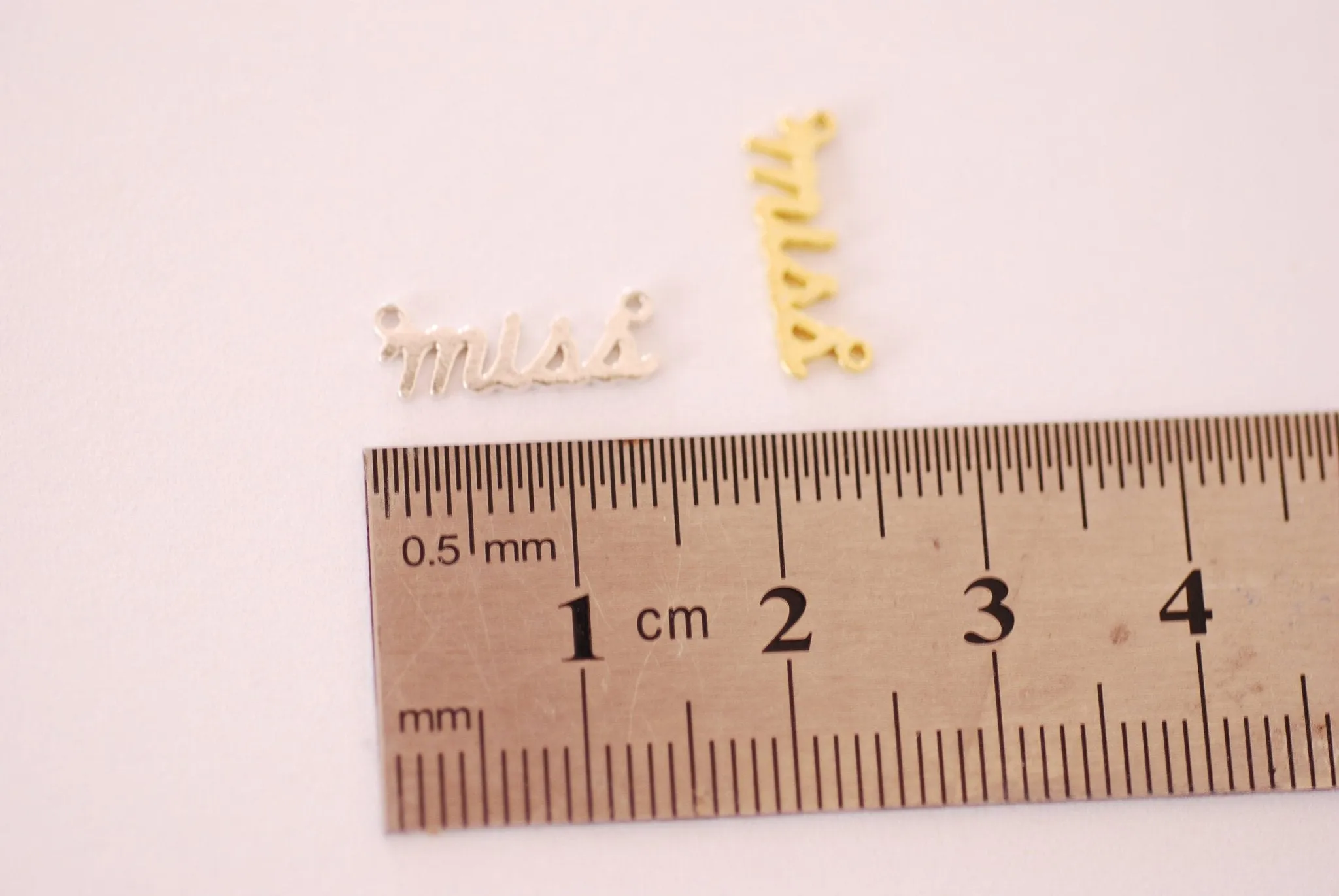 Sterling Silver or Vermeil 18k Gold Miss Letter Wording Signature Connector Charm Miss Mrs Wifey Mama Necklace Charm Alphabet charm