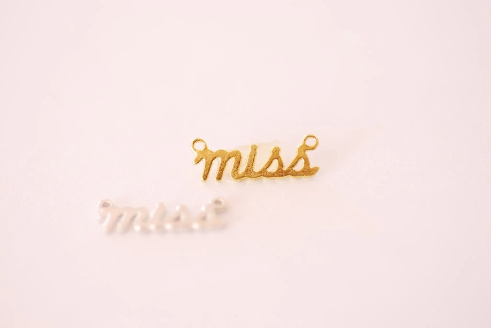 Sterling Silver or Vermeil 18k Gold Miss Letter Wording Signature Connector Charm Miss Mrs Wifey Mama Necklace Charm Alphabet charm