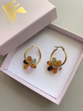 SWAROVSKI FLOWER GOLD MEDIUM HOOPS