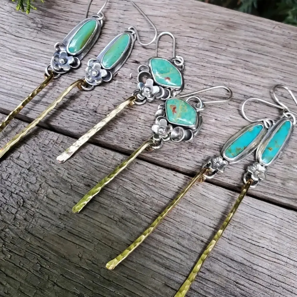 Turquoise Whimsey Long Earrings