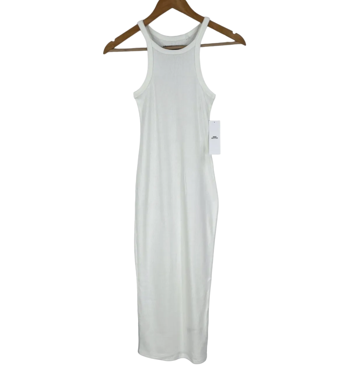 Urban Outfitters White Ribbed Sleeveless Dress UK 16