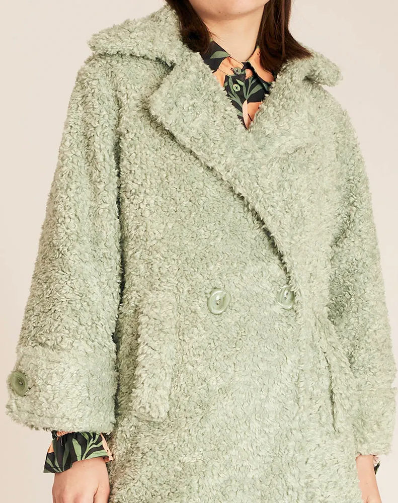 VEGAN SHEEPSKIN COAT -  GREEN