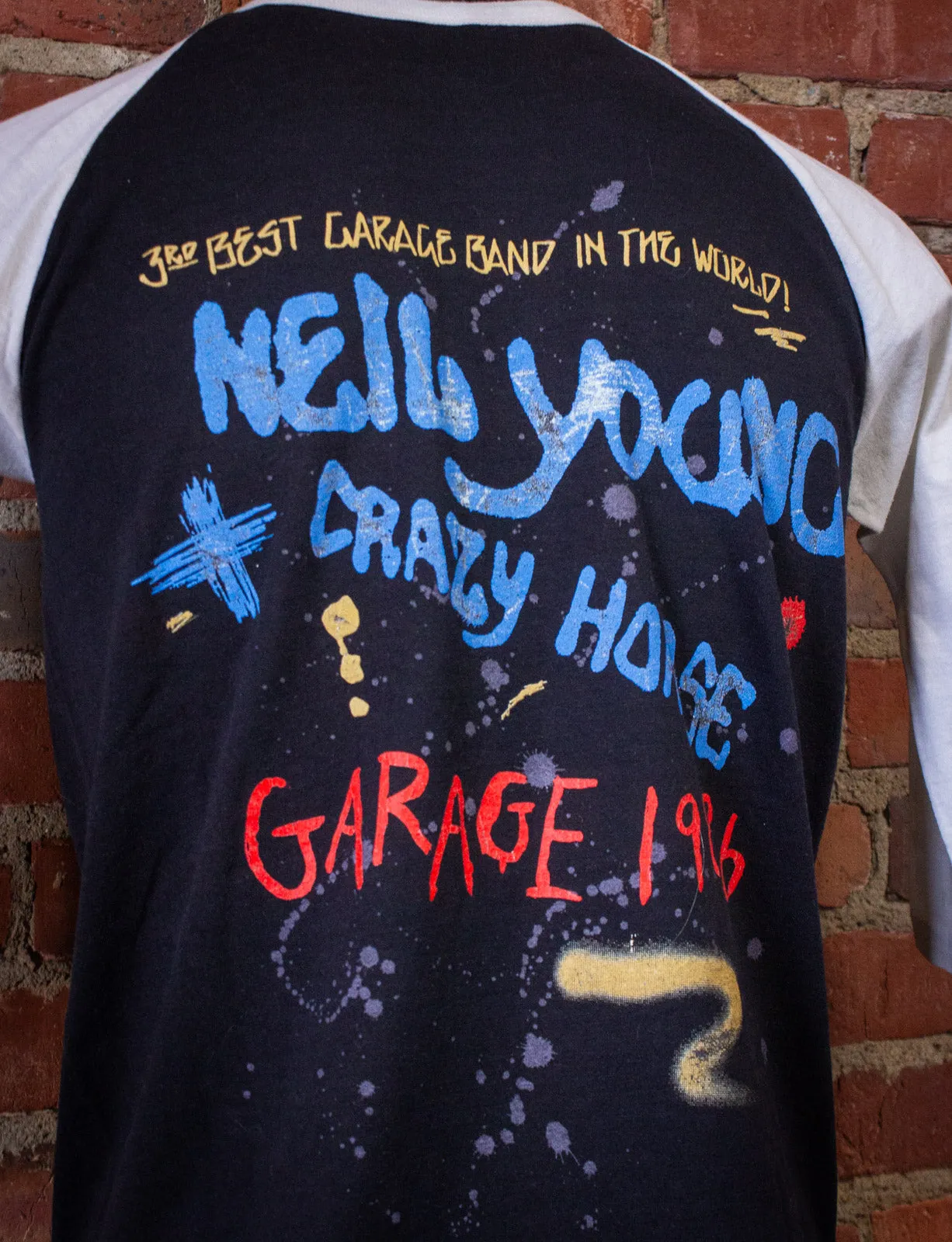 Vintage Neil Young Crazy Horse Concert T Shirt Raglan 1986 Small/Medium