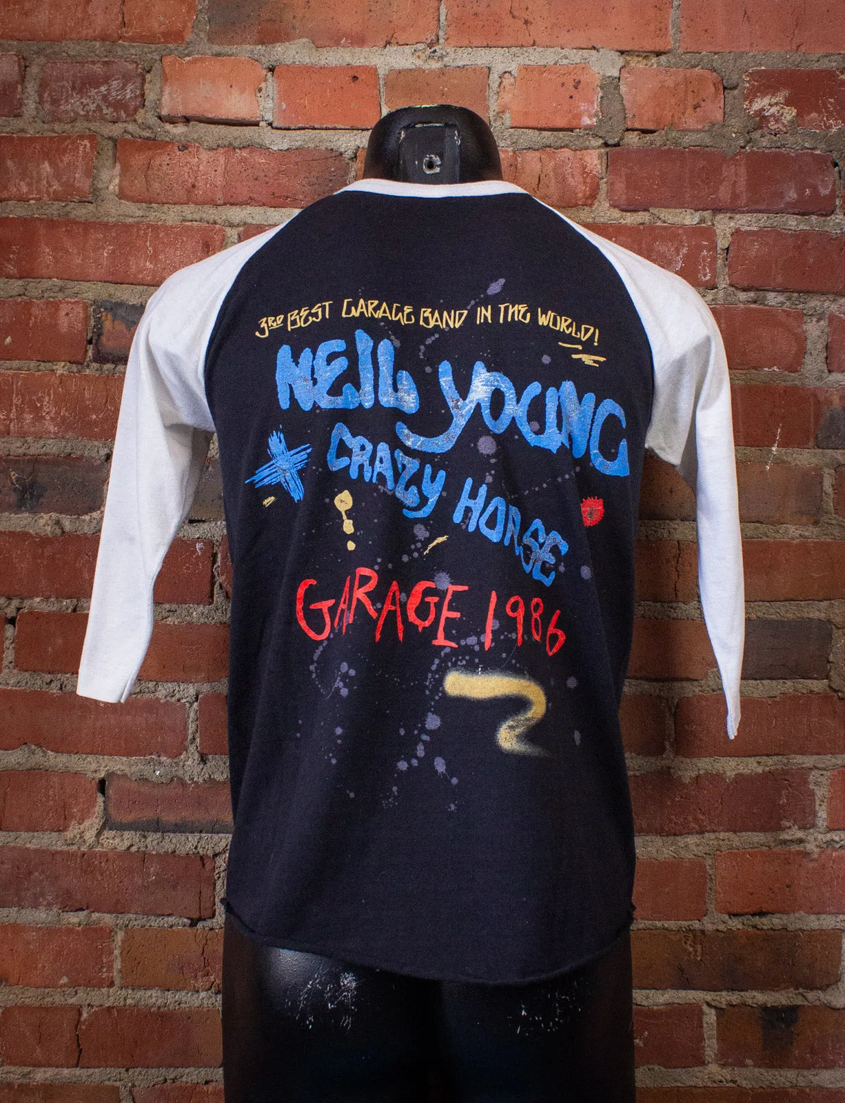 Vintage Neil Young Crazy Horse Concert T Shirt Raglan 1986 Small/Medium