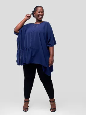 Vivo Ava Panelled Tunic Top - Navy Blue