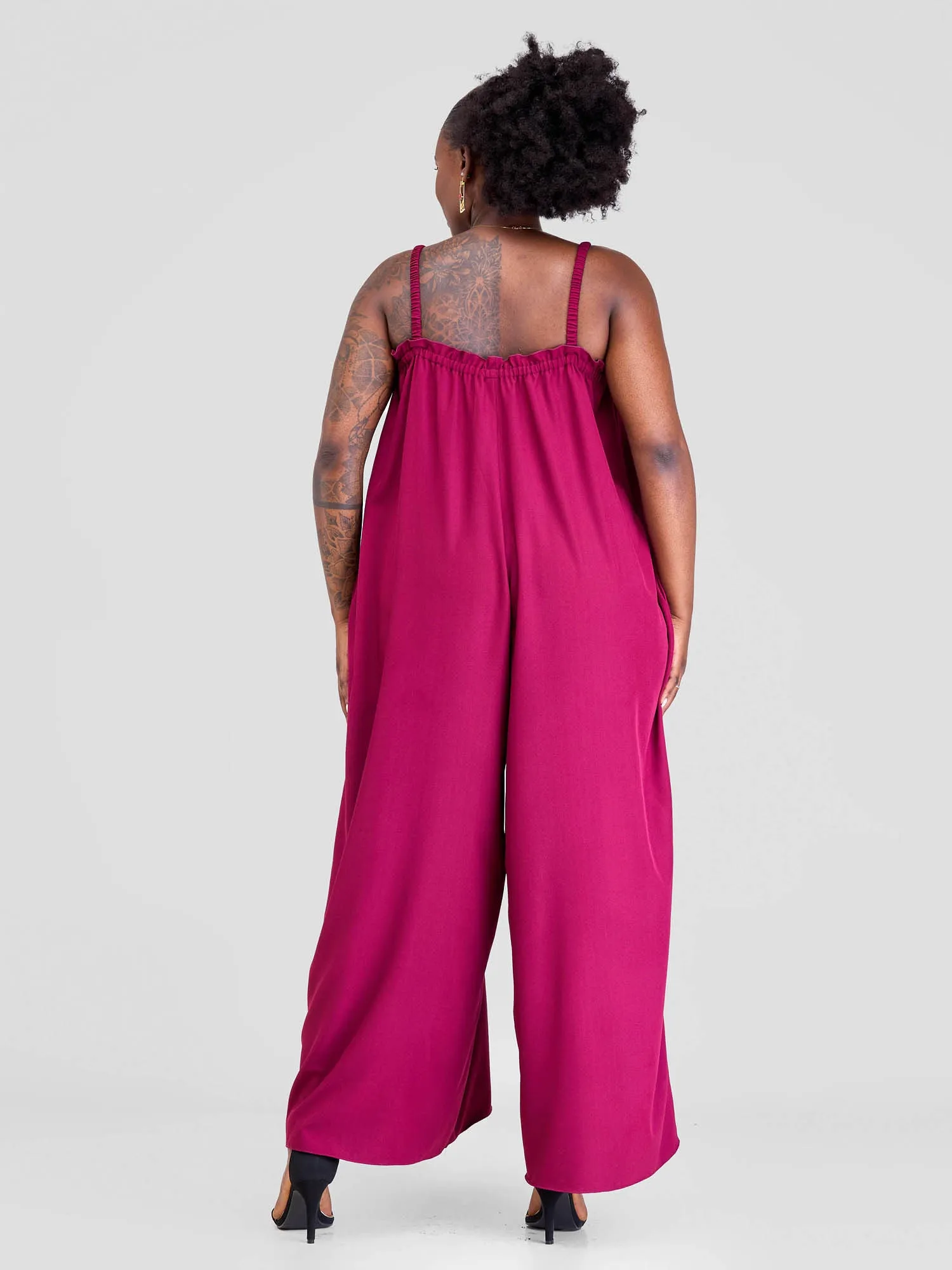 Vivo Situ Ruffle Neck Jumpsuit - Maroon