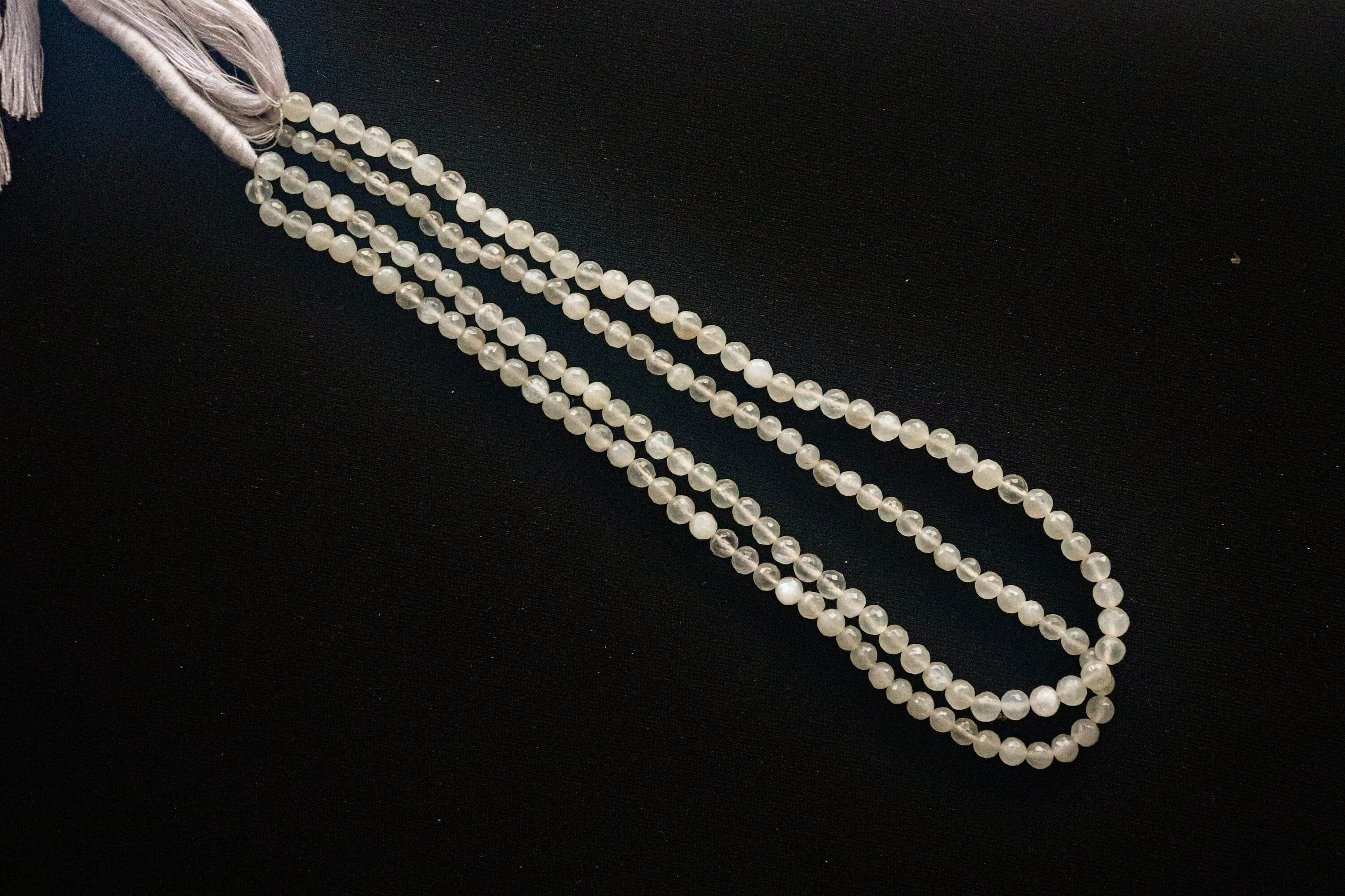 White Moonstone 4mm Faceted Ball Shape Beads